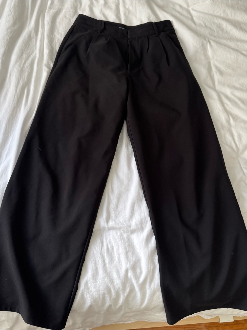 Wide-Leg Black Dress Pants